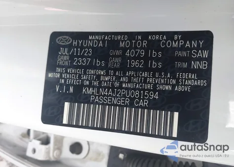 2023 Hyundai Elantra Hybrid Limited из США, поврежденный, VIN KMHLN4AJ2PU081594